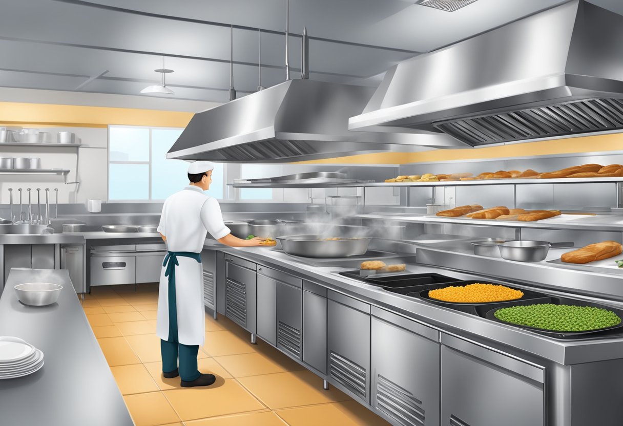 A restaurant kitchen with separate cooking areas for gluten-free and gluten-containing foods. Clear labeling and staff training on cross-contamination prevention