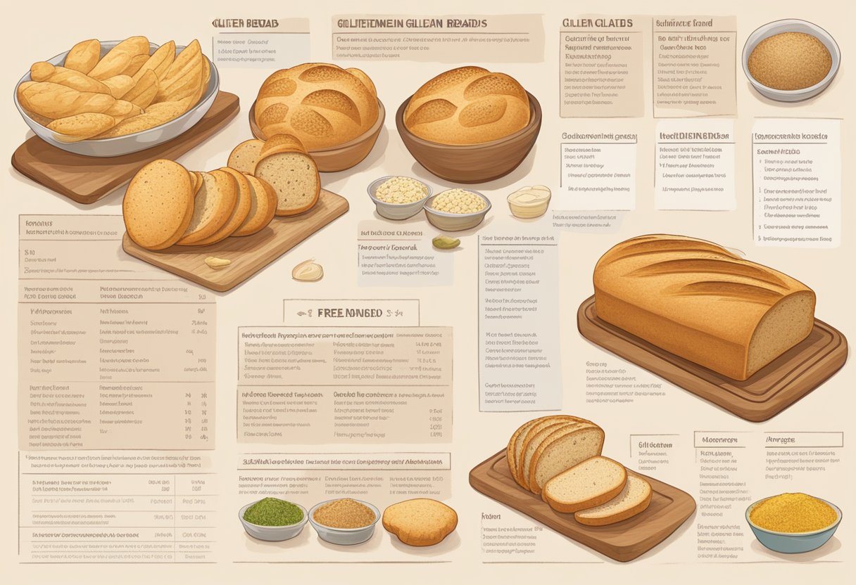 A table displays an array of gluten-free Mediterranean breads with accompanying nutritional information