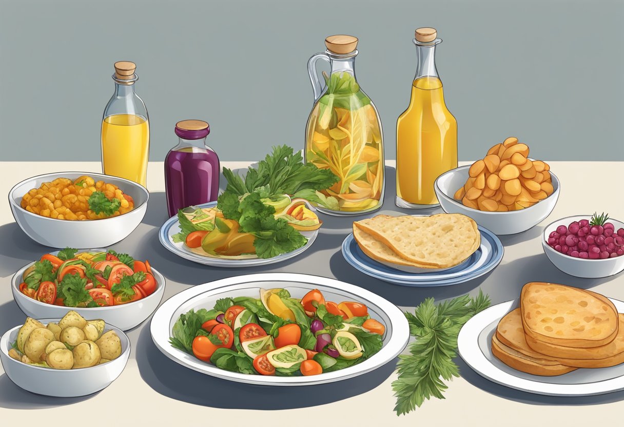 A table with Mediterranean foods, avoiding trans fats