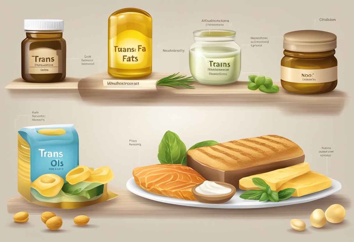 A table with unhealthy fats labeled "Trans fats" and "Non-Mediterranean" oils