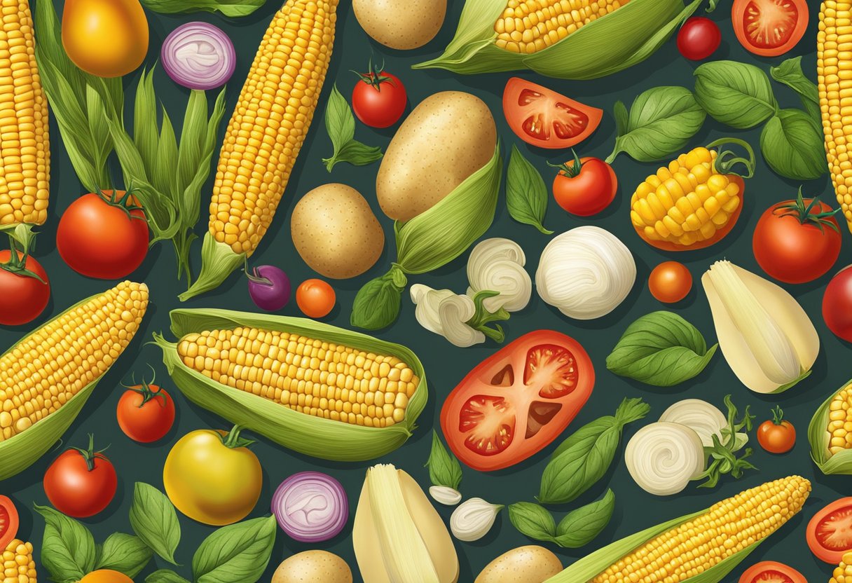 A colorful array of new world foods, such as corn, potatoes, and tomatoes, are being integrated into a traditional gluten-free Mediterranean diet